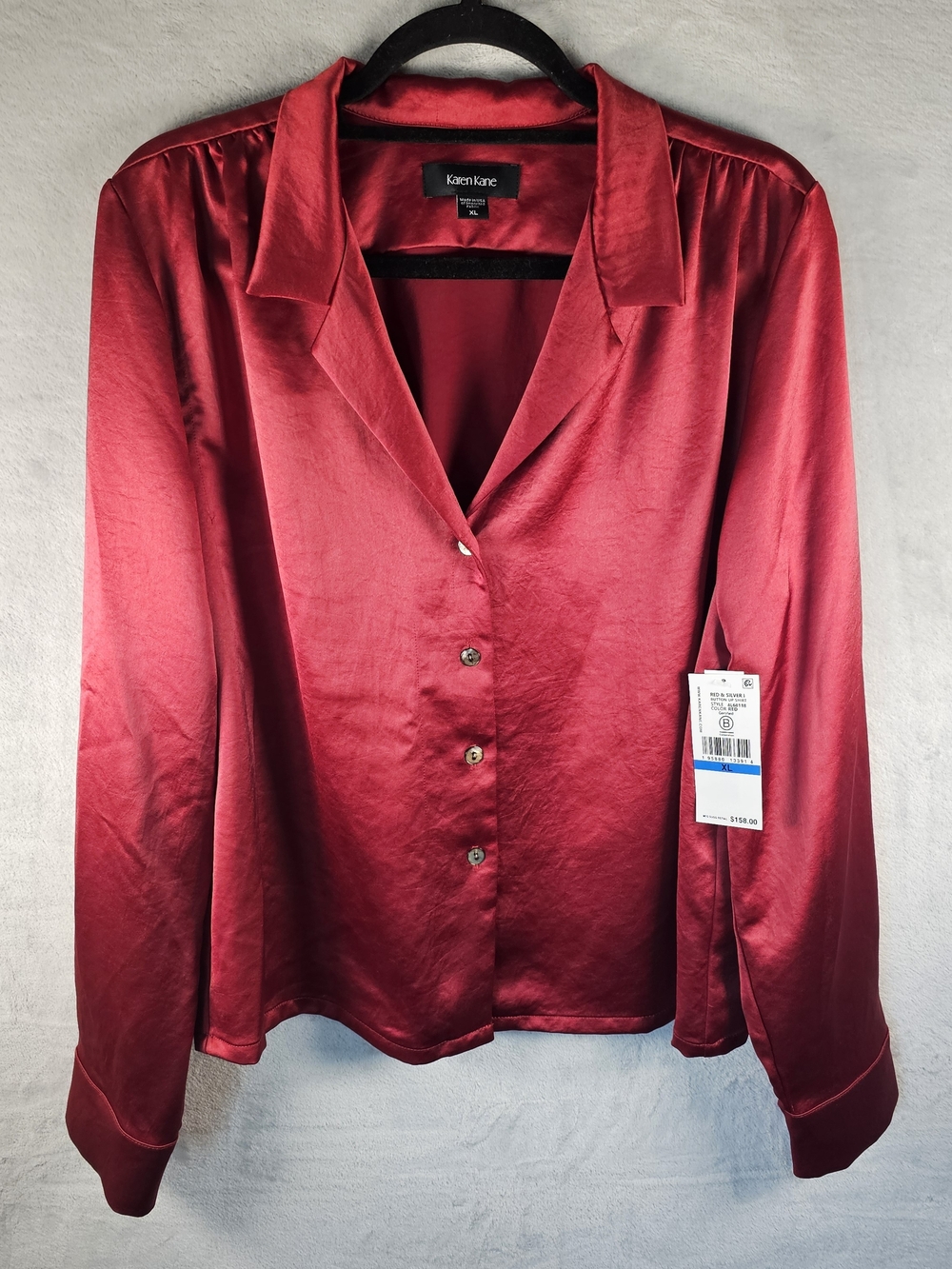 Karen Kane Sz. XL Women's Red Button-Up Blouse Made in USA 4L68118 Preppy NWT